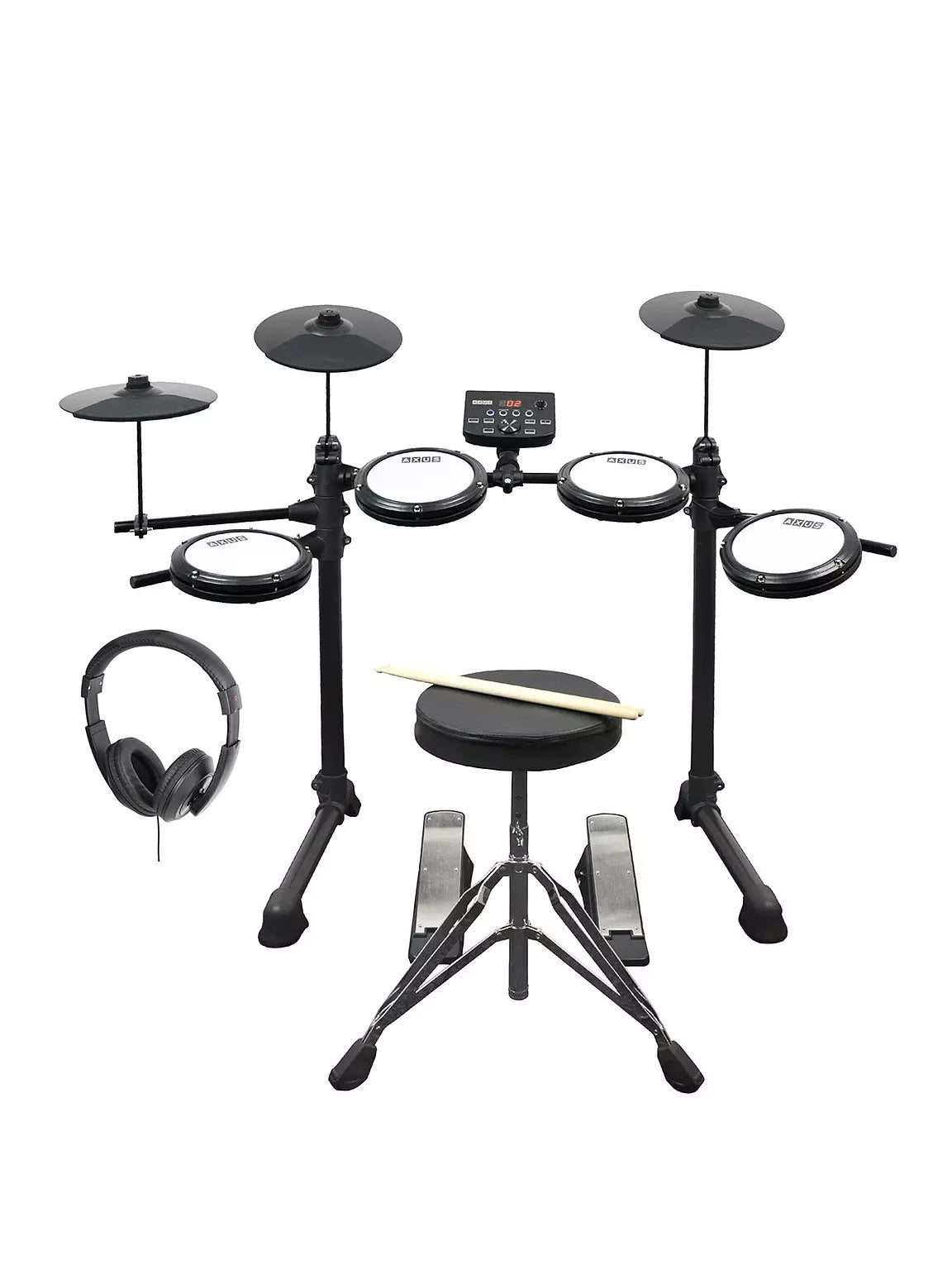 Electronic Digital Drum Kit Package with Stool, Sticks and Headphones