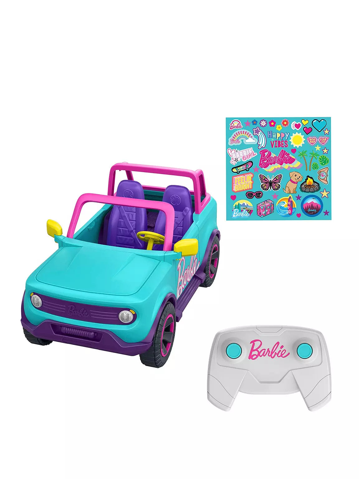 Barbie Remote Control SUV & Stickers, Battery-Powered Toy Truck